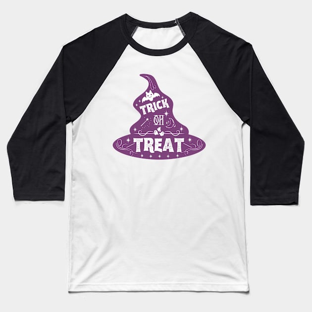 Trick Or Treat Wizard Hat Halloween Baseball T-Shirt by Stylish Dzign